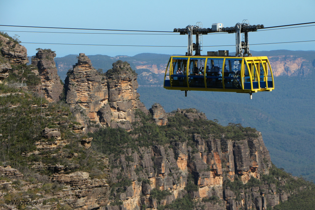 De Scenic Skyway en de rotsformatie 'The Three Sisters'
