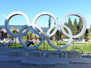 De olympische ringen van Whistler, waar in 2010 de winterspelen werden gehouden.